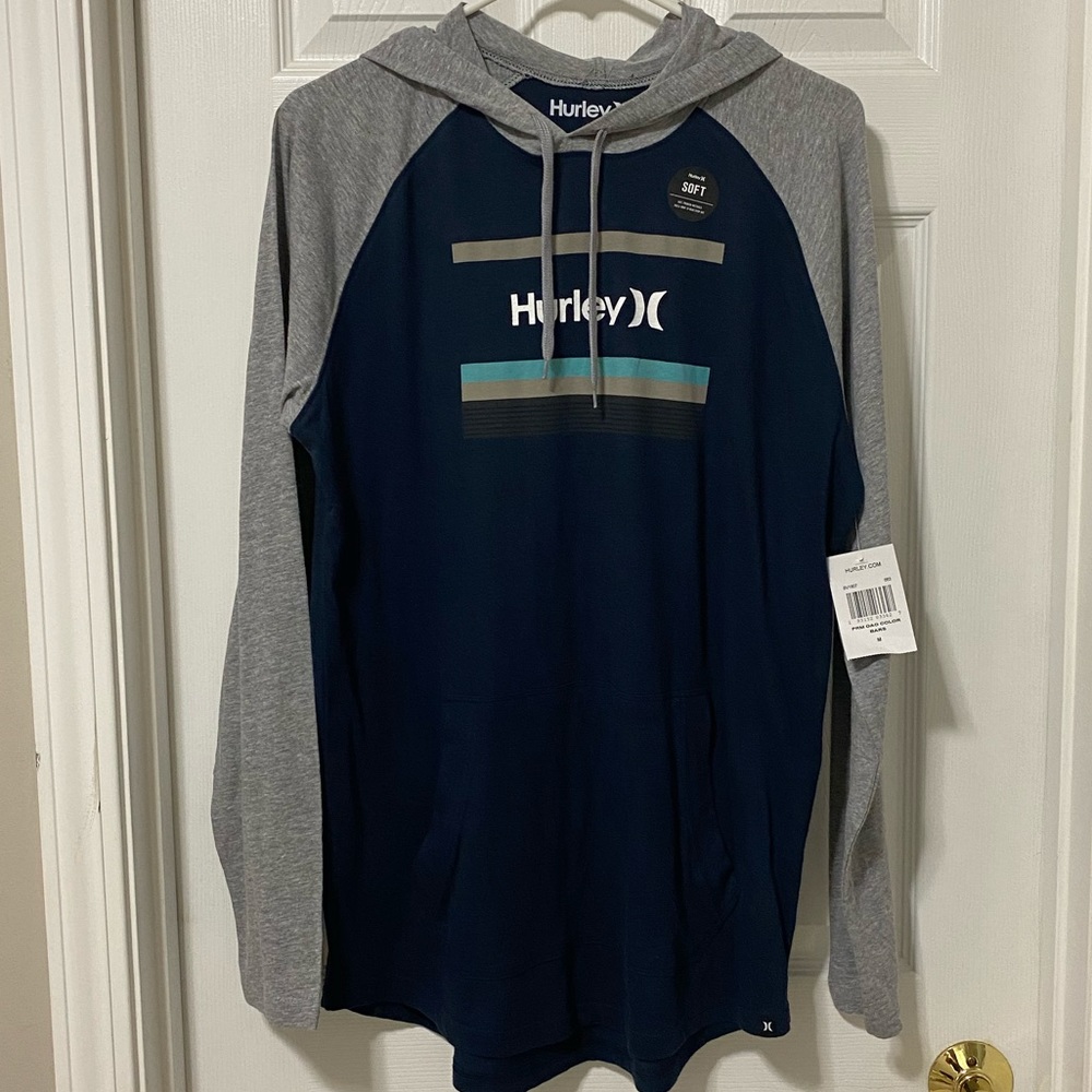 Hurley long sleeve t shirt with hood. Men’s M. NWT